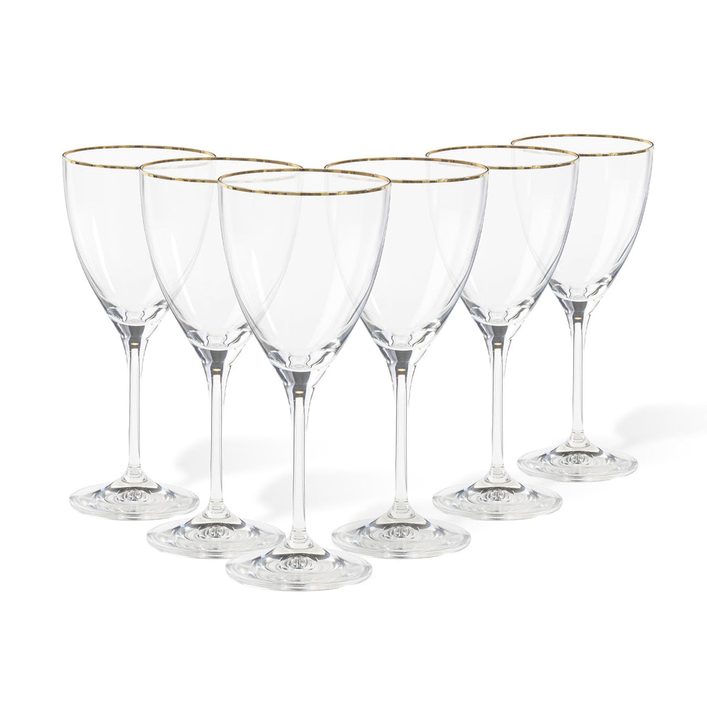 Sensa Set of 6 Wine Glasses W/ Golden Rim