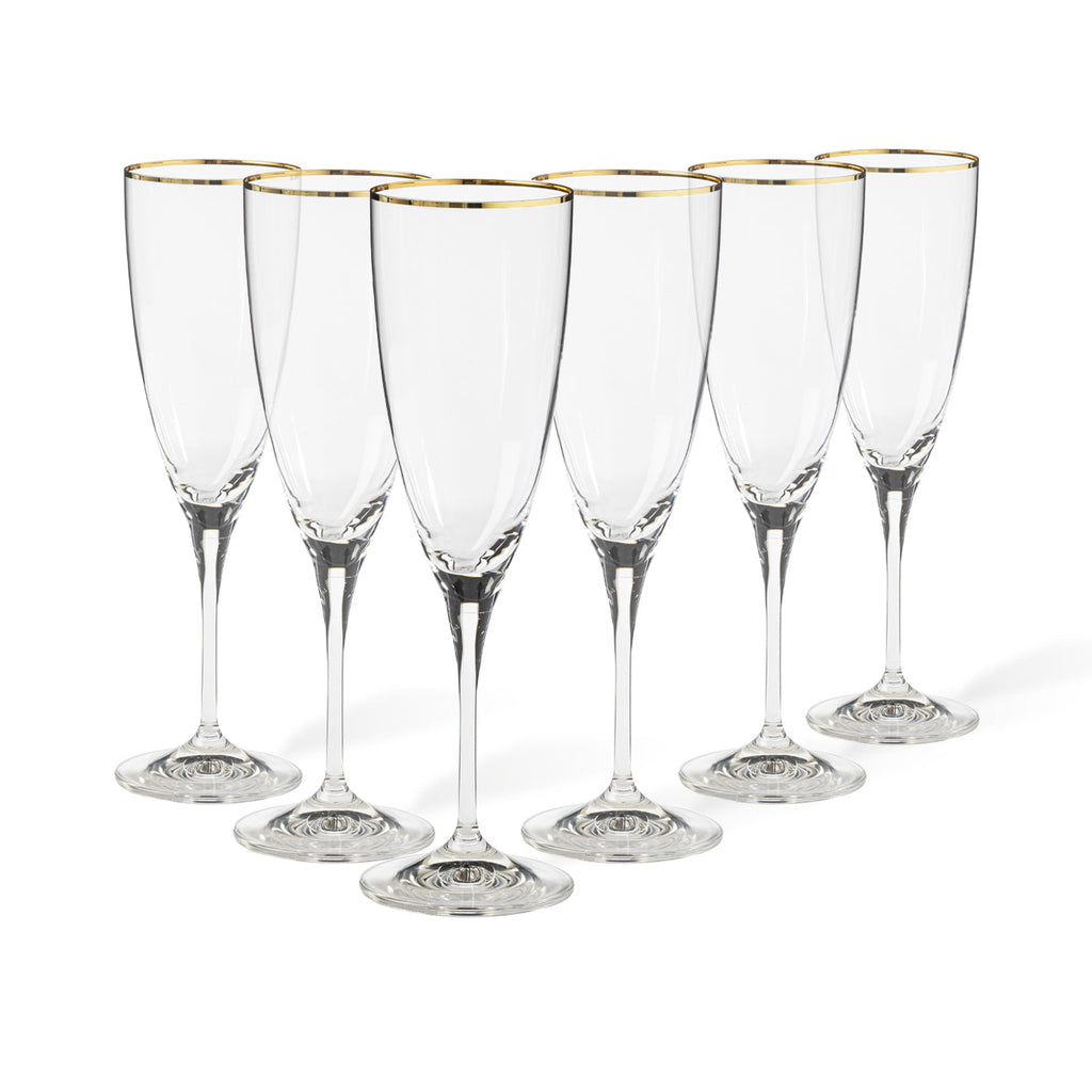 Sensa Set of 6 Flutes W/ Golden Rim