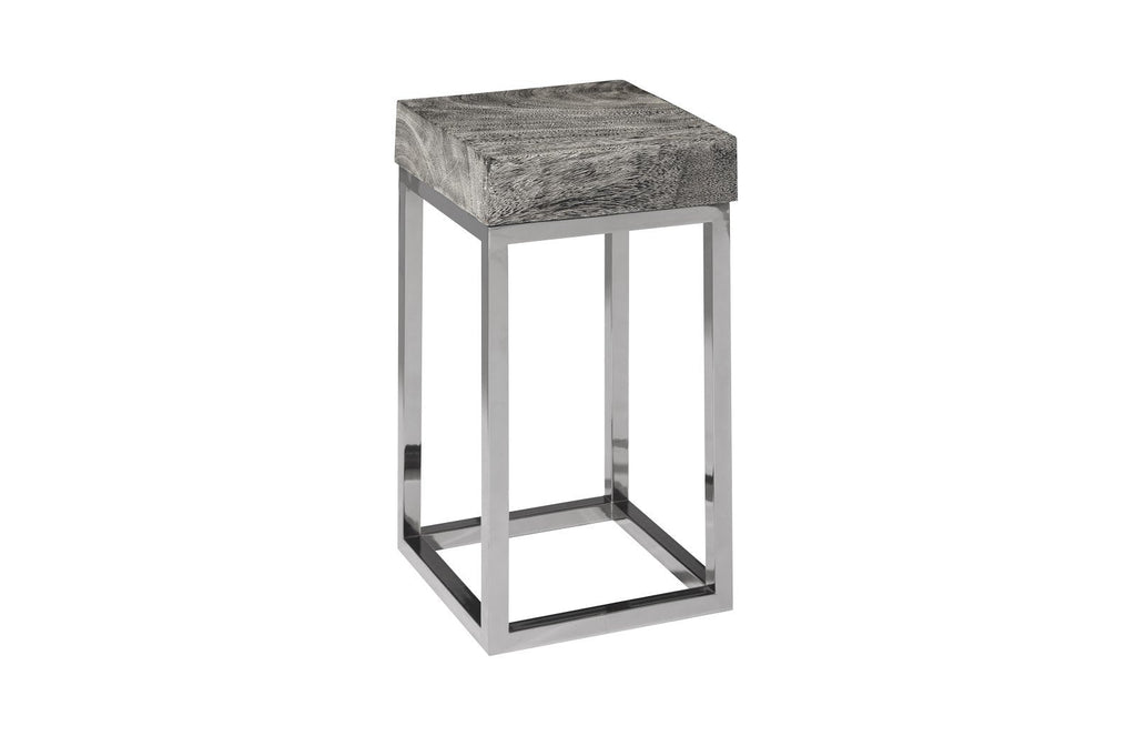 Hayden End Table, Gray Stone, Square, Black Nickel Base