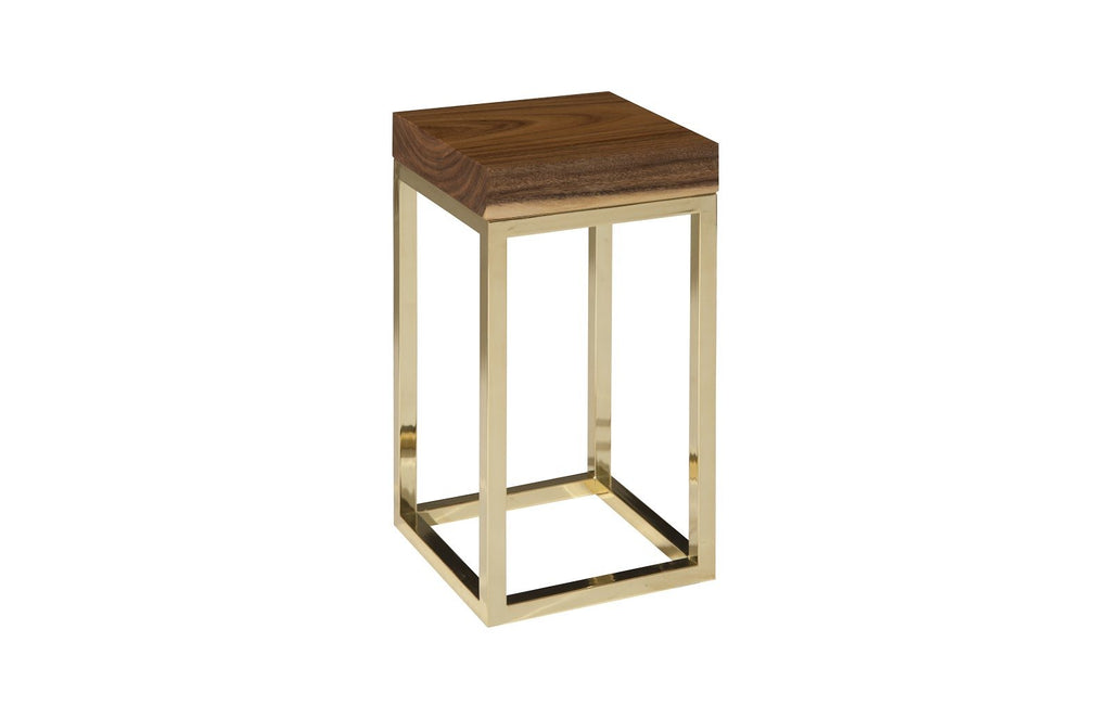 Hayden End Table, Natural, Narrow, Square, Plated Brass Base