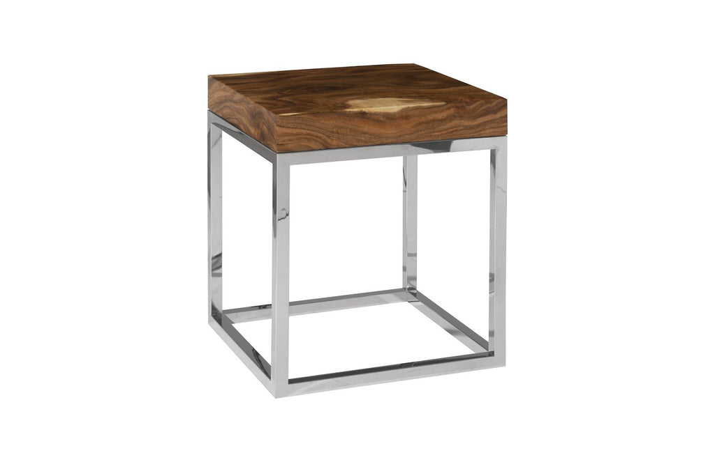 Hayden End Table, Natural, Square, Stainless Steel Base