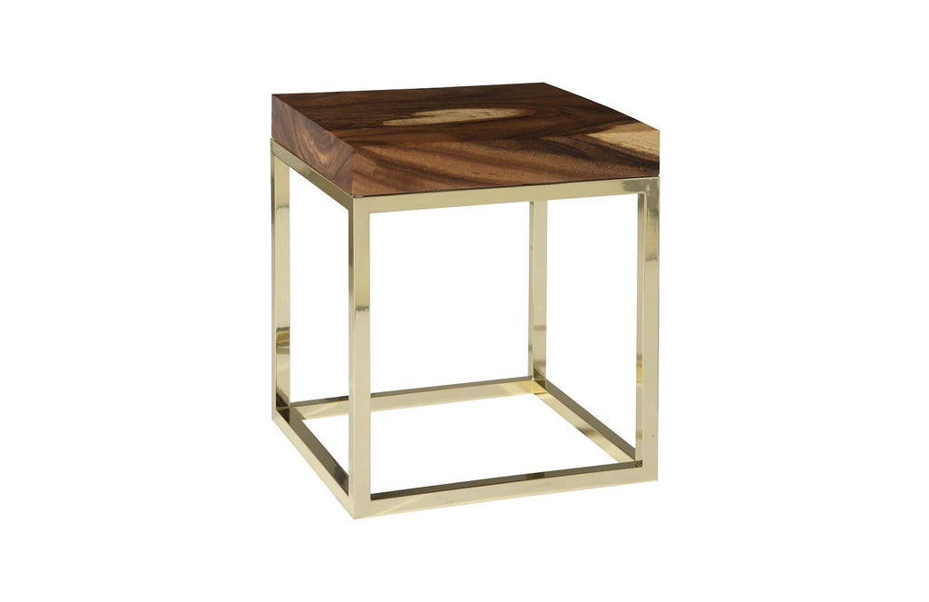 Hayden End Table, Natural, Square, Plated Brass Base