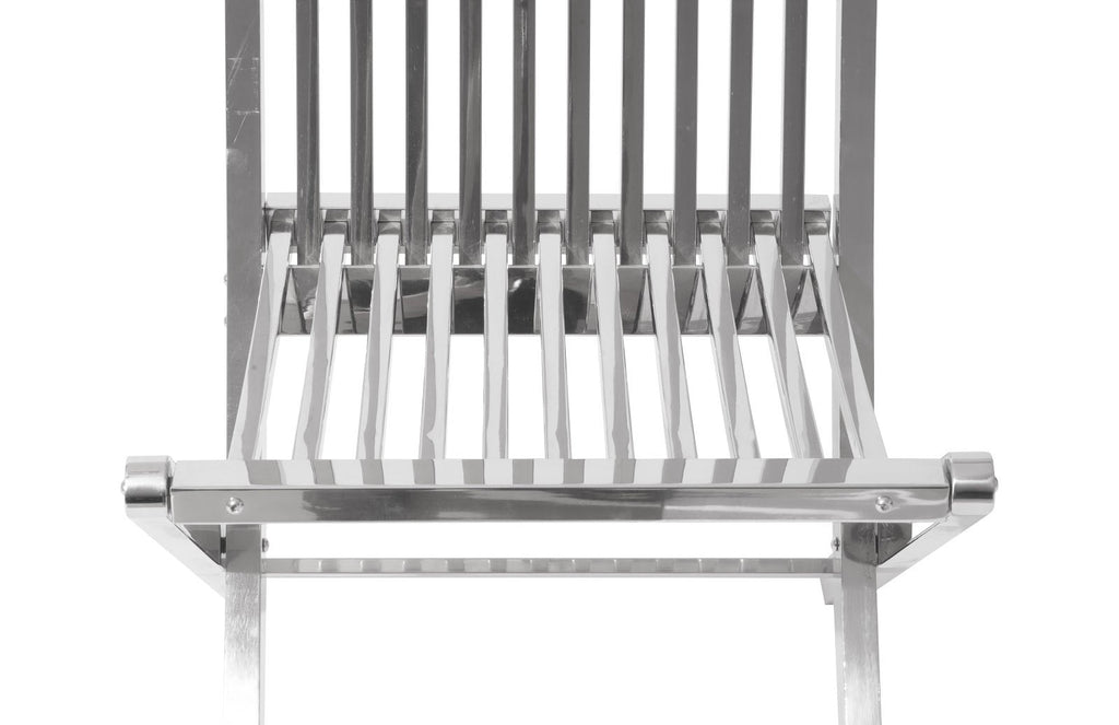 Slatted Folding Chair, Stainless Steel