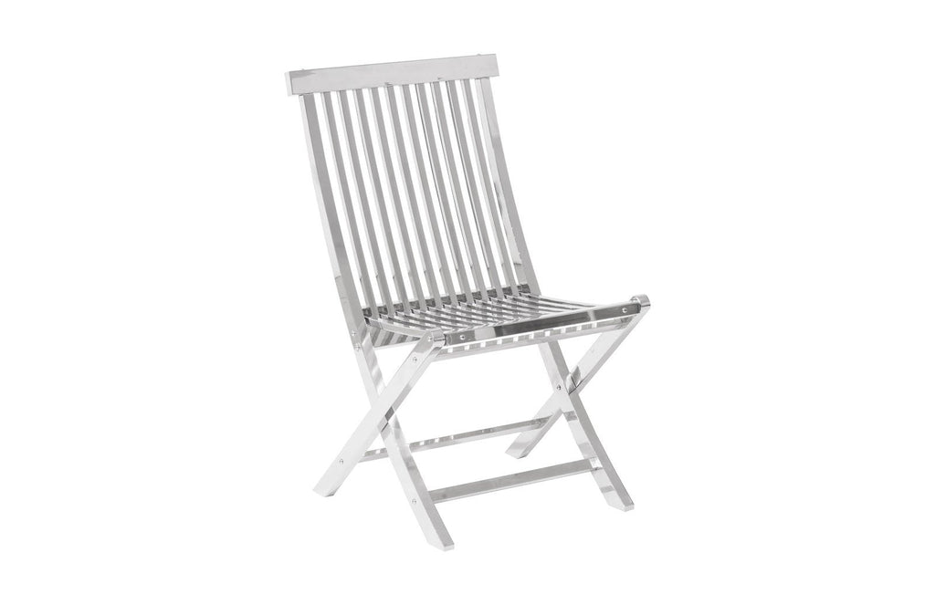 Slatted Folding Chair, Stainless Steel