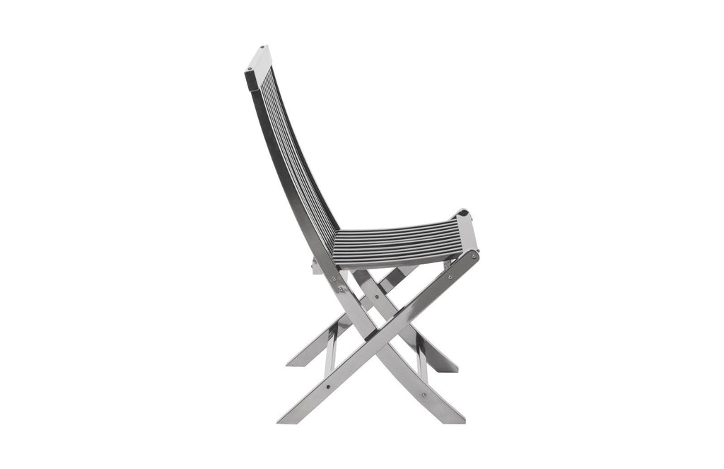 Slatted Folding Chair, Plated Black Nickel