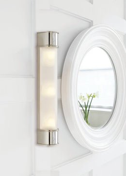 Oxford 24" Bath Sconce - Polished Nickel With Frosted Glass