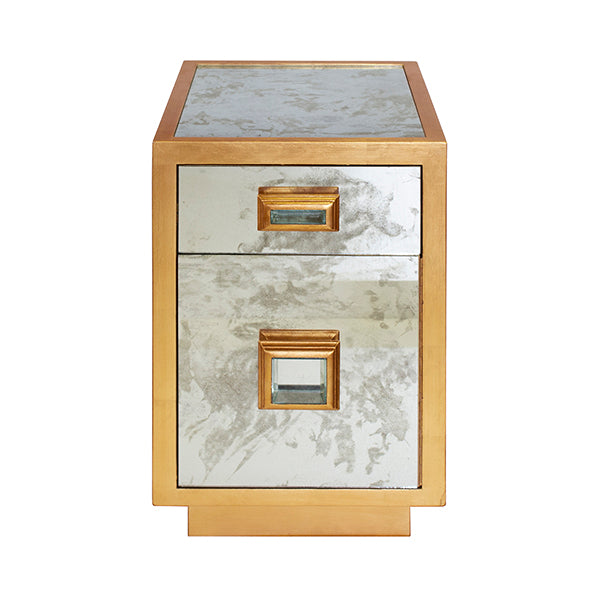 One Drawer Side Table With Antique Mirror Side