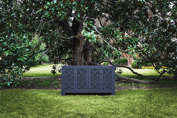 Four Door Buffet With Trellis Over Painted Cane Doors