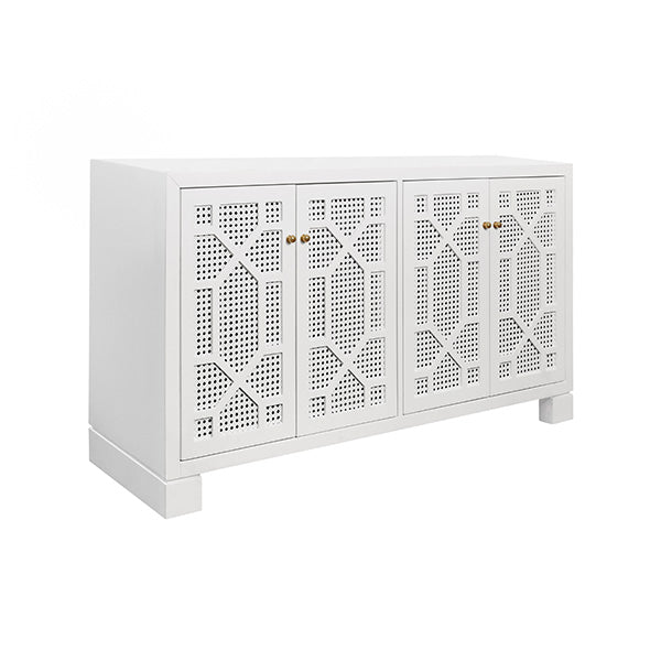 Four Door Buffet With Trellis Over Painted Cane Doors