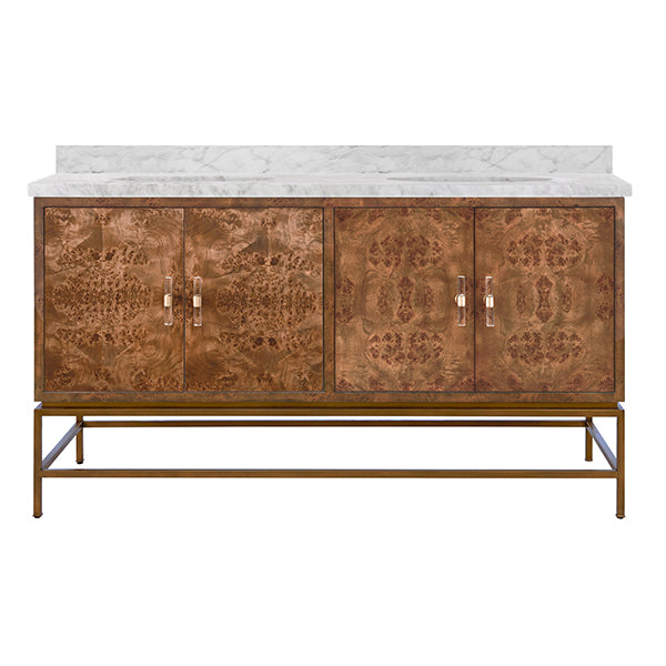 Bath Vanity In Matte Dark Burl Wood - 60" Wide