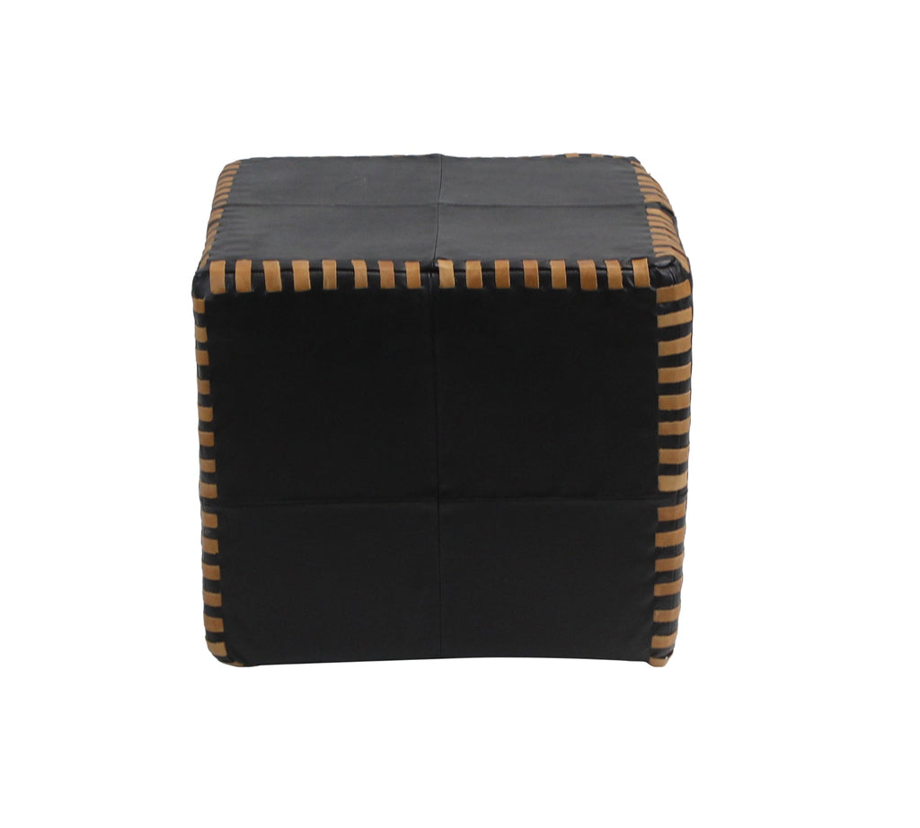 Leather Cube Stiched, Black