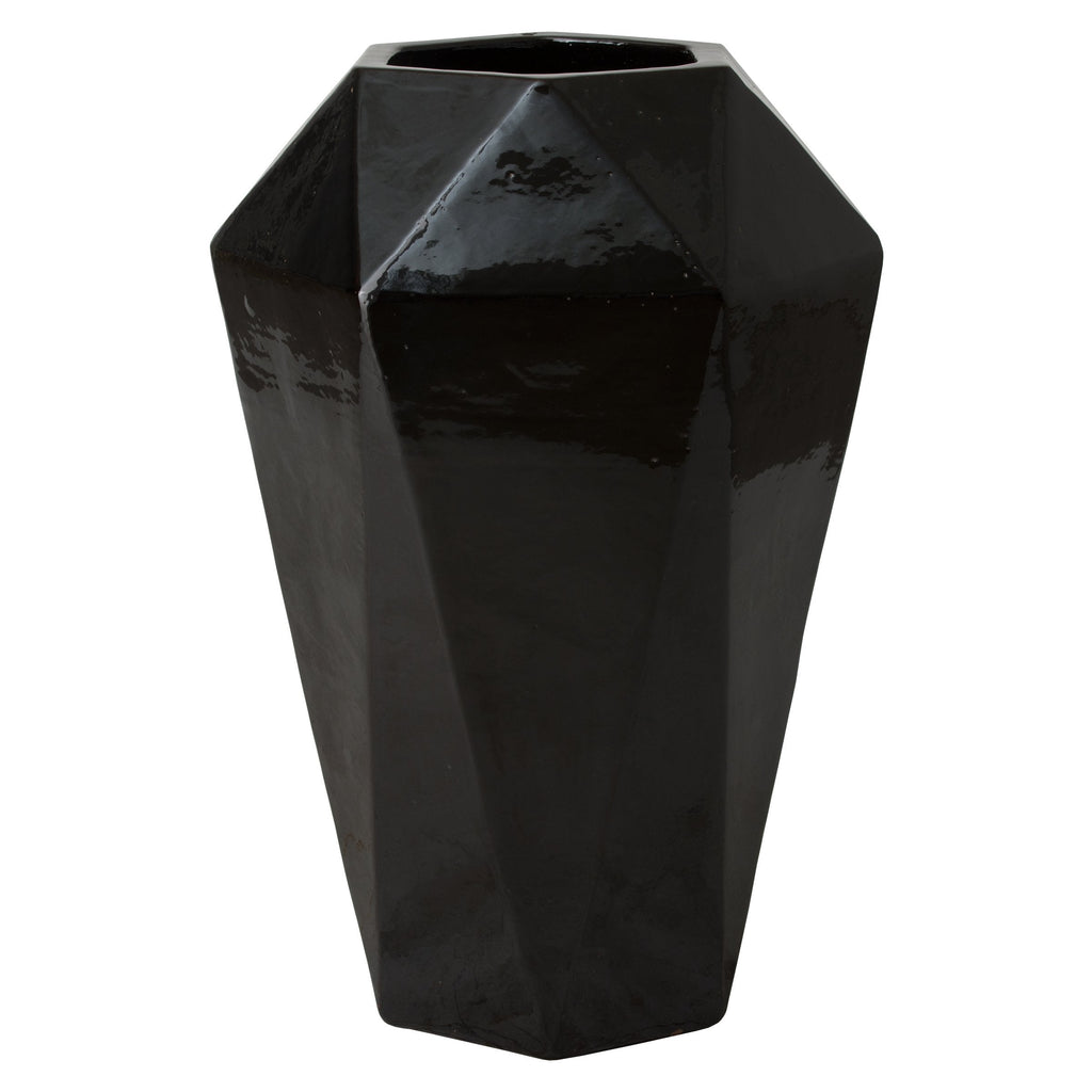 Faceted Jar, Black 20x18x30"H