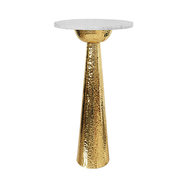 Hammered Brass Side Table With Tapered Base