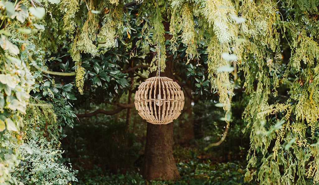 Sphere Shaped Pendant, Antique Handcrafted With Whitewash Eucalyptus Wood