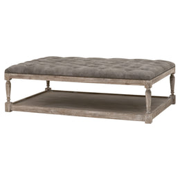 Cambridge Upholstered Coffee Table, Pewter Leather