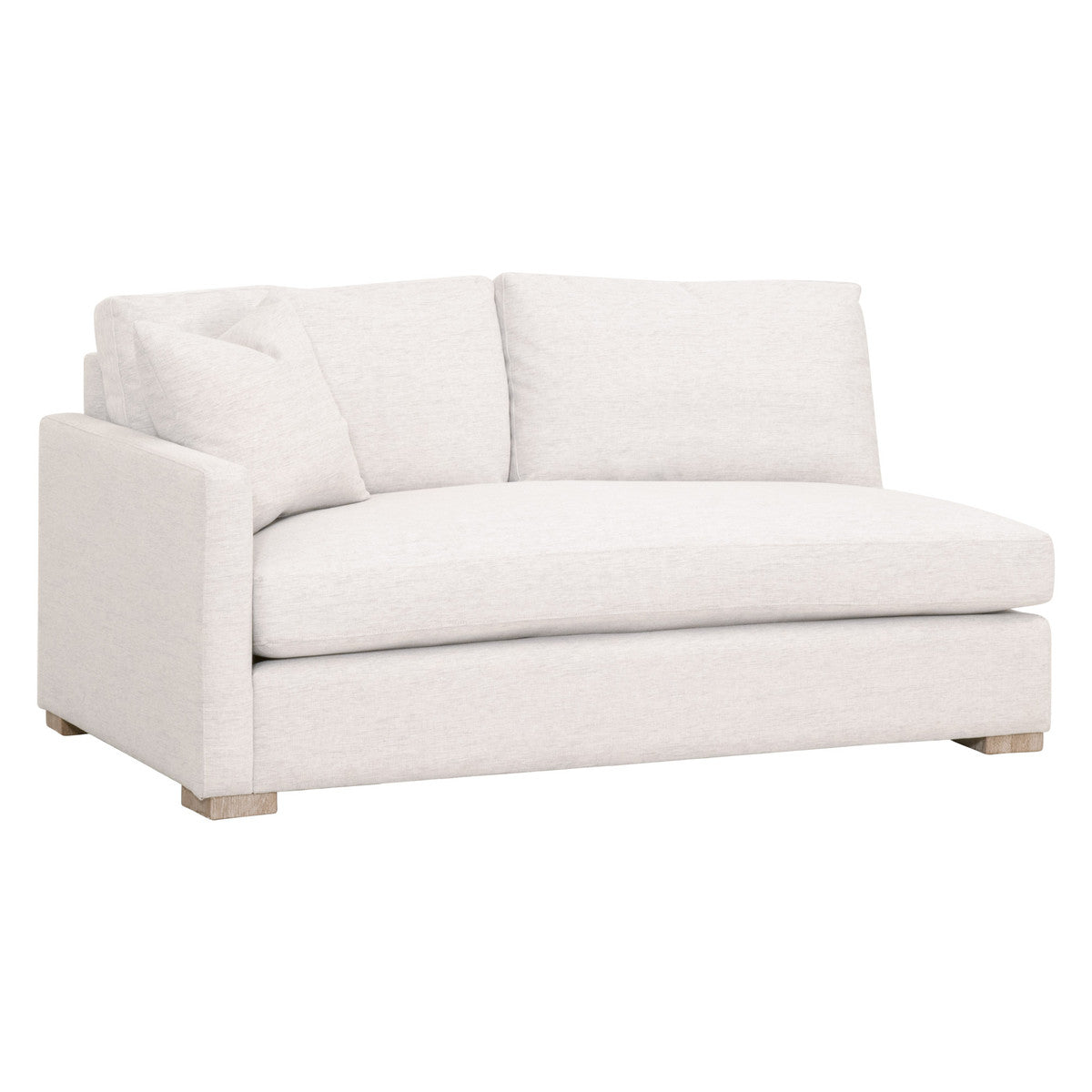 Clara Modular 2-Seat Left Slim Arm Sofa - Performance Stone Basketweave, Natural Gray Oak