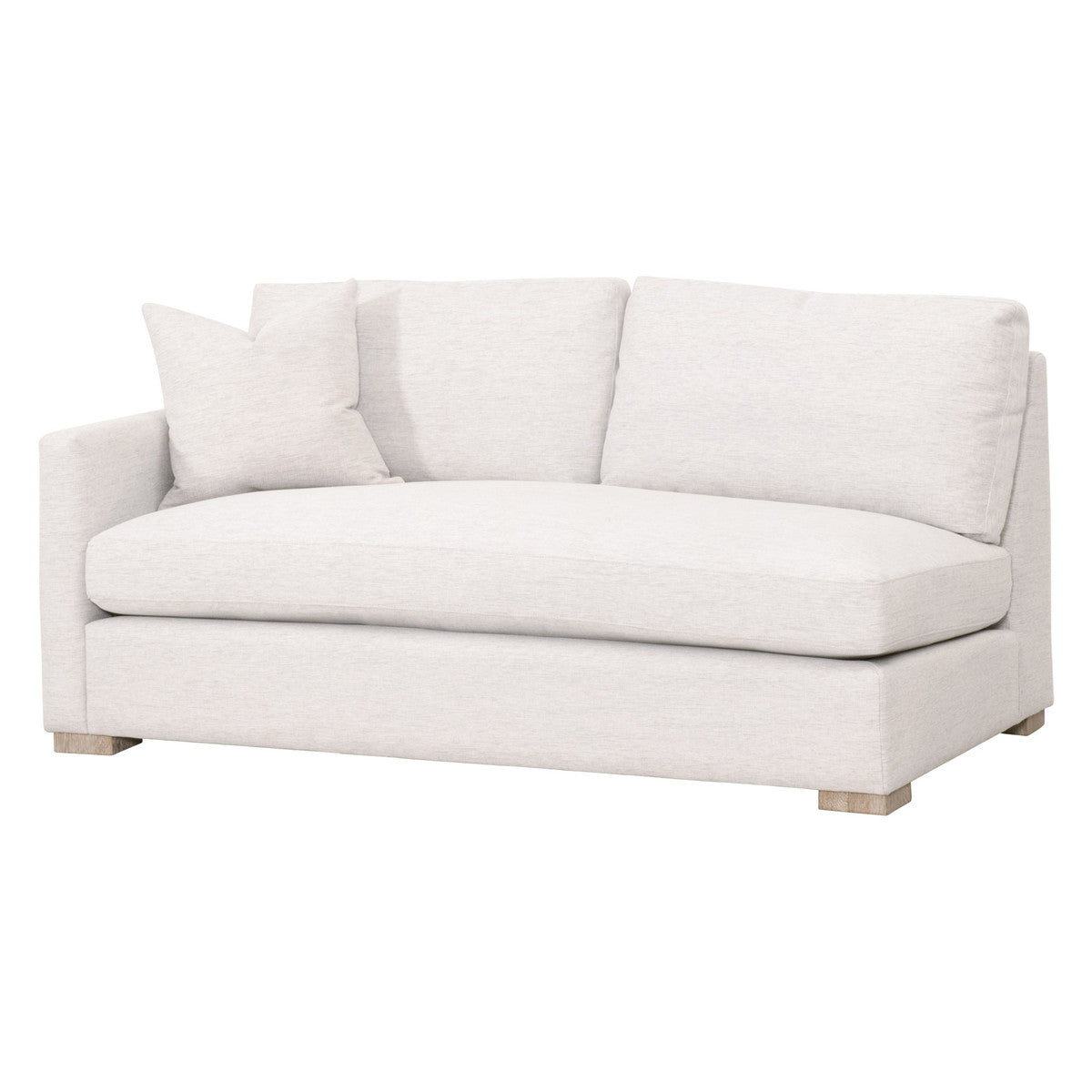 Clara Modular 2-Seat Left Slim Arm Sofa - Performance Stone Basketweave, Natural Gray Oak
