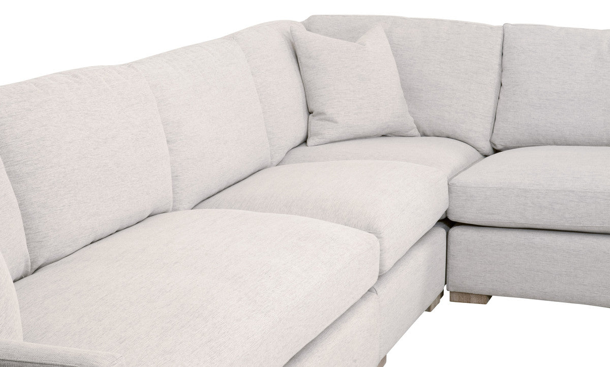Clara Modular 2-Seat Left Slim Arm Sofa - Performance Stone Basketweave, Natural Gray Oak