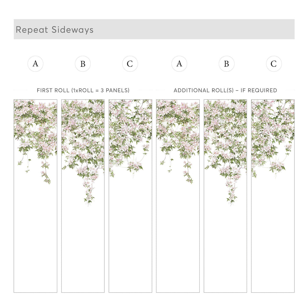 Classic Clematis Mural Wallpaper - White