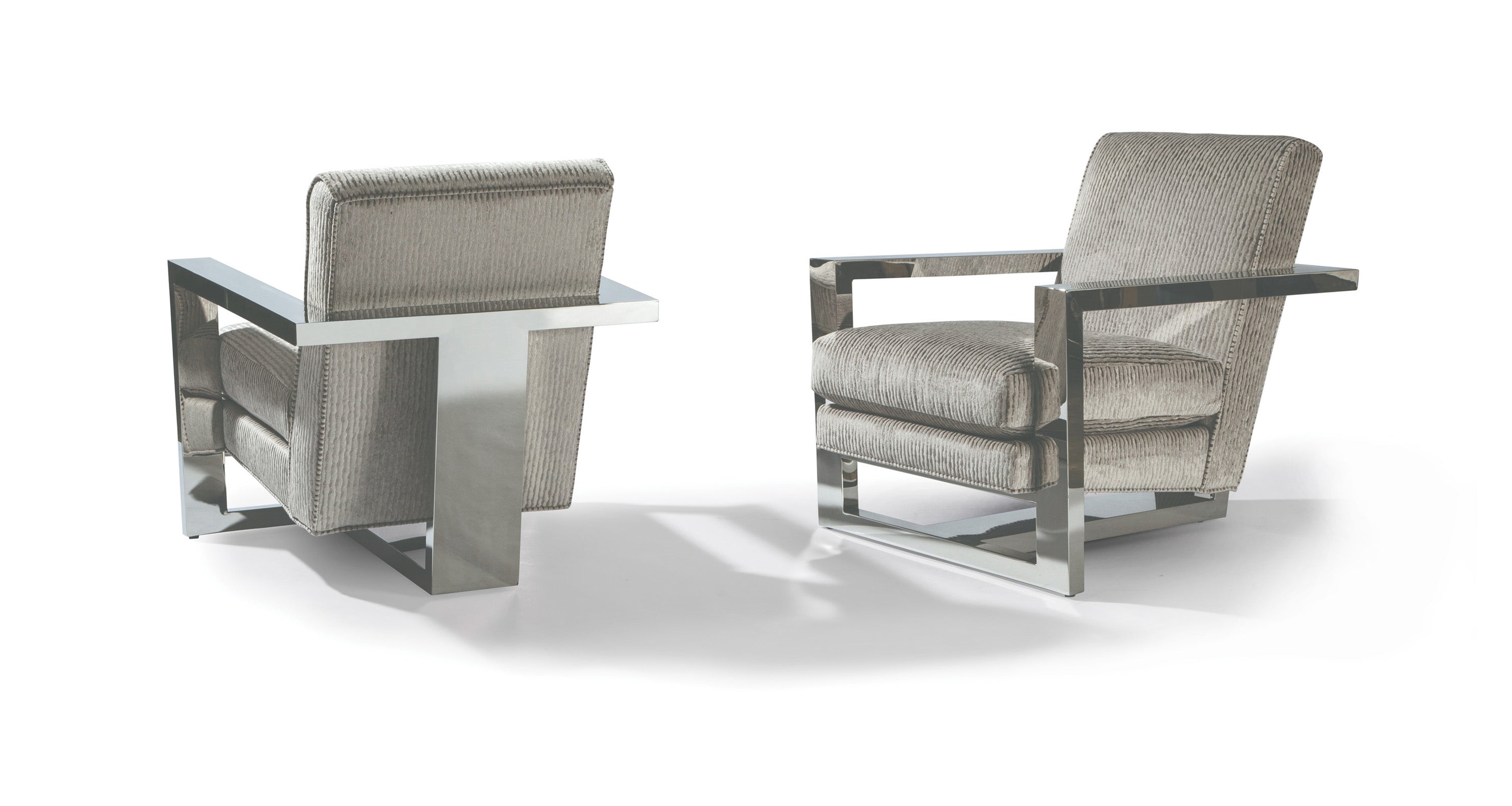 Cool Roger Lounge Chair In Beige Fabric With Polished Stainless Steel Frame