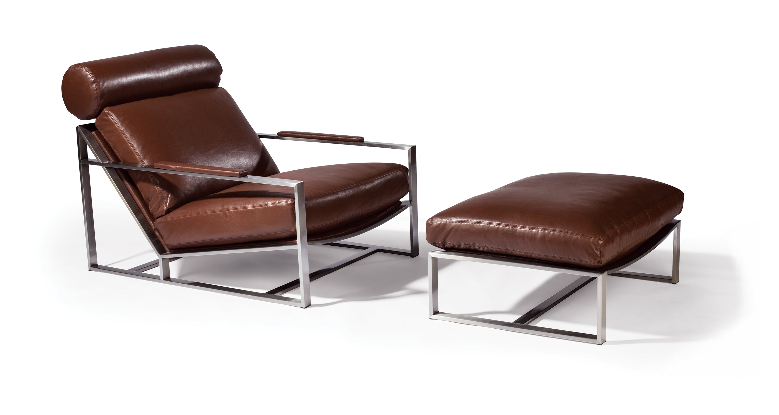 Cruisin' Lounge Chair In Brown Leather With Brushed Stainless Steel Frame