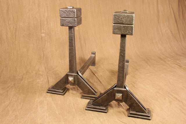 Large Cube Top Andirons