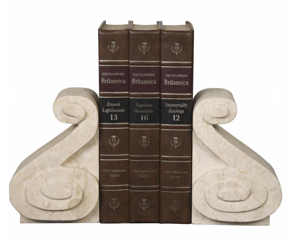 Curved Bookends, White Marble