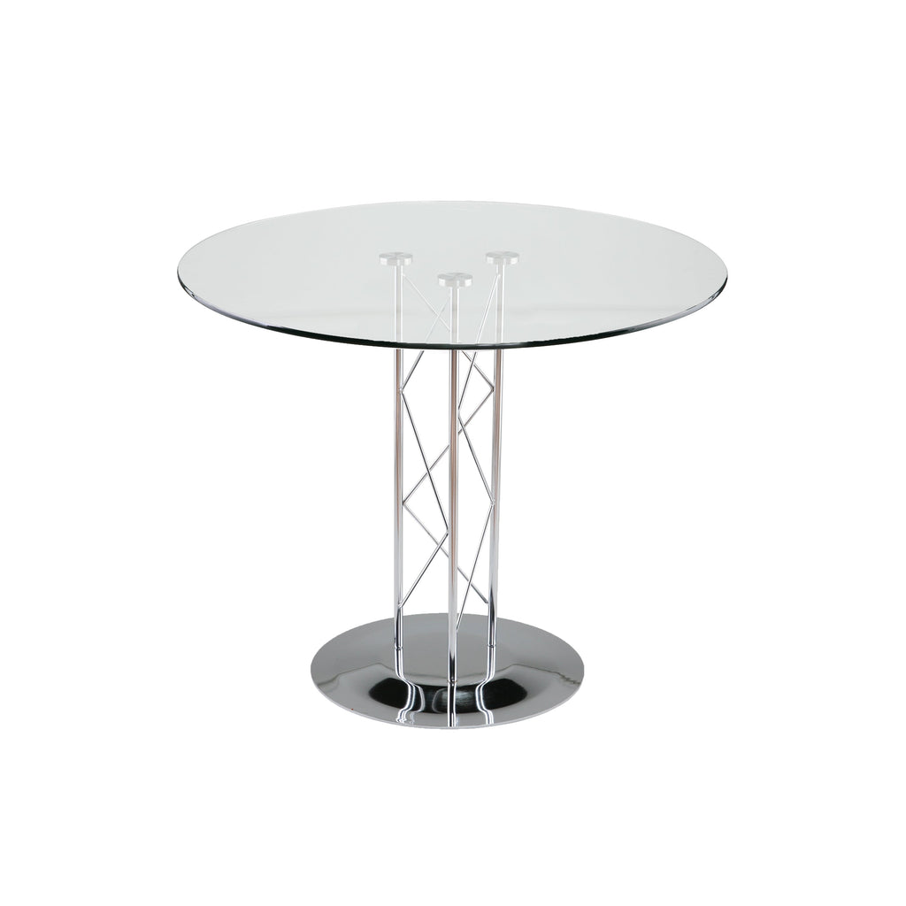 Trave 32-inch Dining Table - Clear Glass/Chrome/Chrome