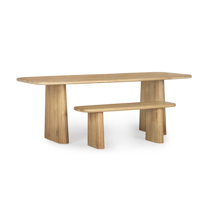 Laurel Solid White Oak Dining Bench, Natural