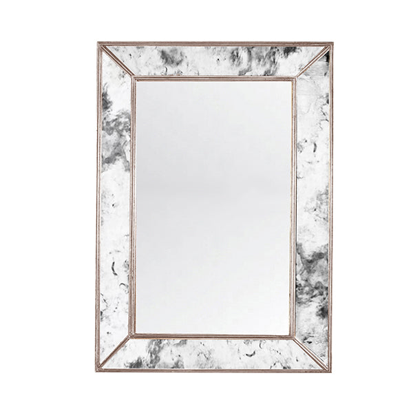 Rectangular Antique Mirror With Silver Leaf Edging