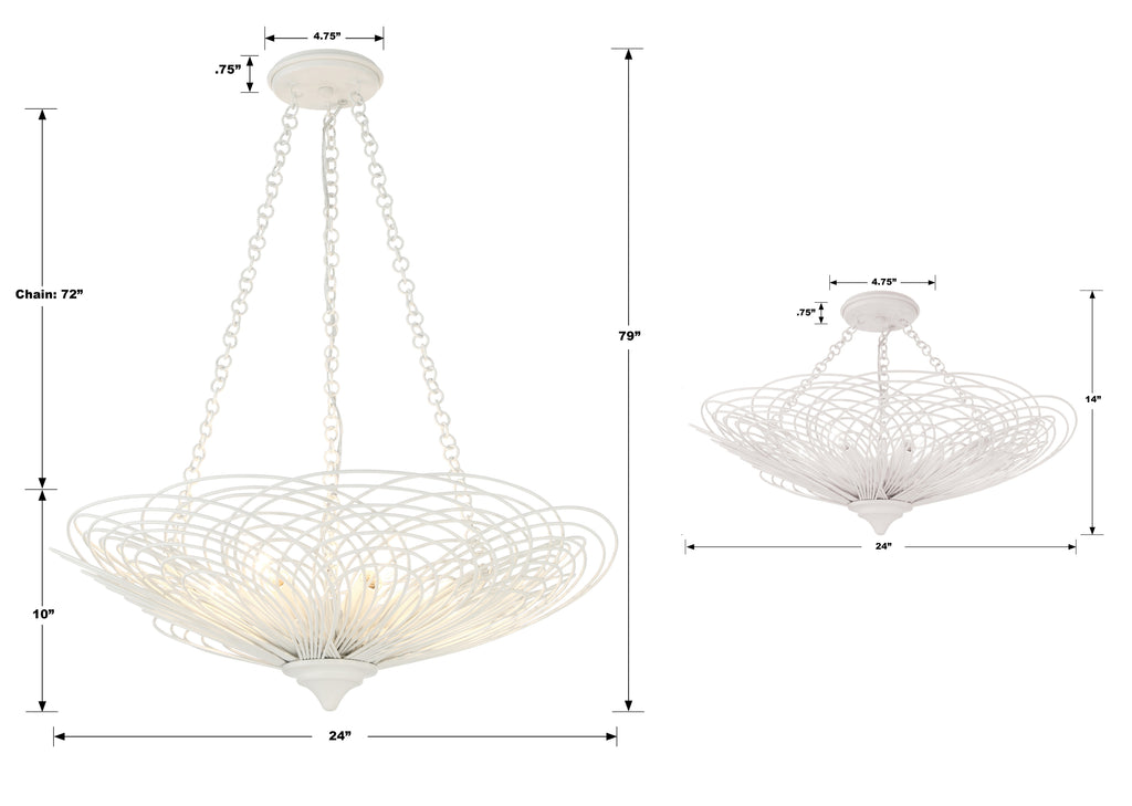 Doral 6 Light Semi Flush