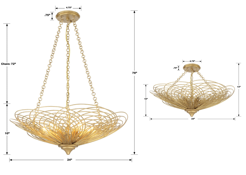 Doral 6 Light Semi Flush