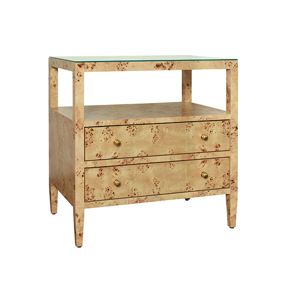 Two Drawer Side Table With Open Top Shelf