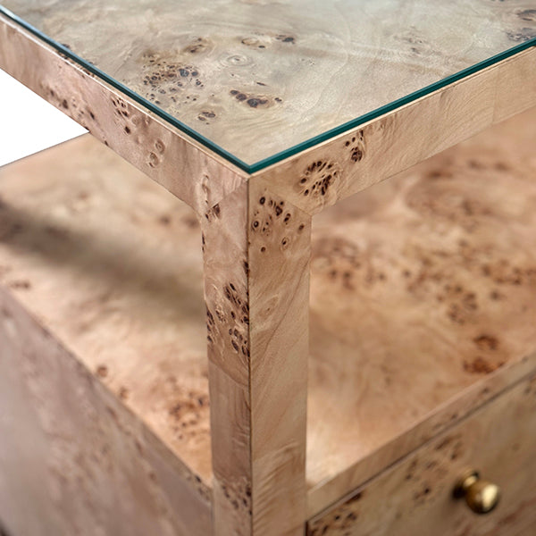 Two Drawer Side Table With Open Top Shelf