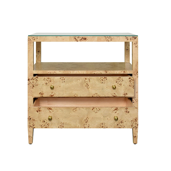 Two Drawer Side Table With Open Top Shelf