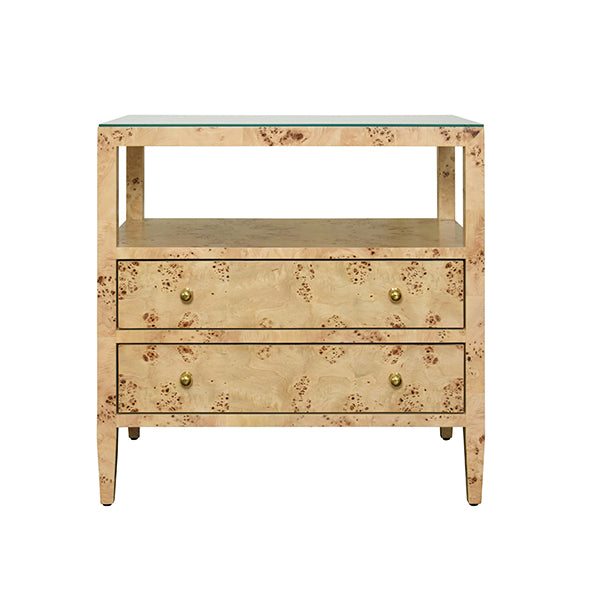 Two Drawer Side Table With Open Top Shelf