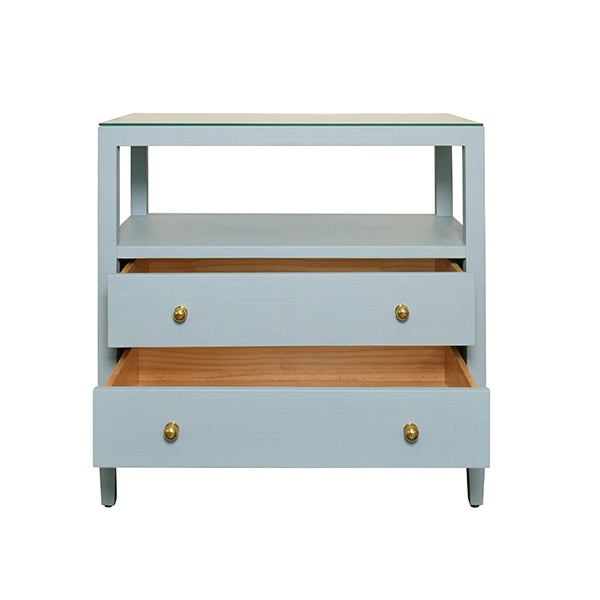 Two Drawer Side Table With Open Top Shelf