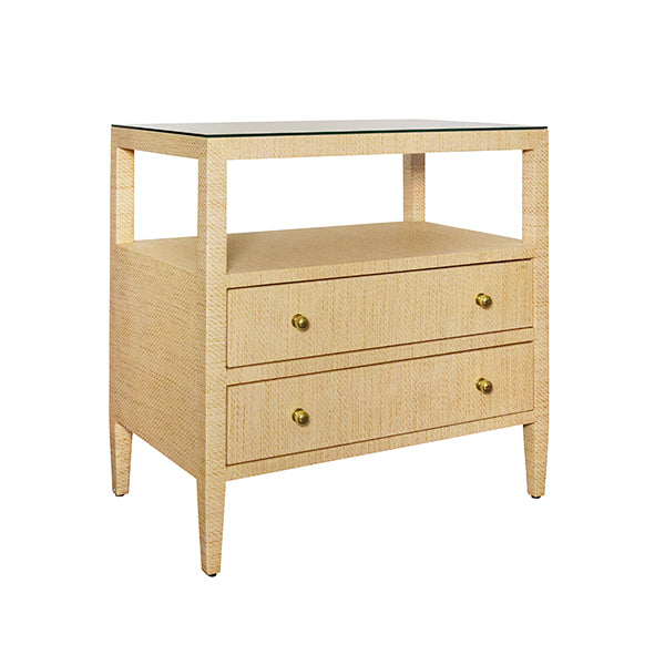 Two Drawer Side Table With Open Top Shelf