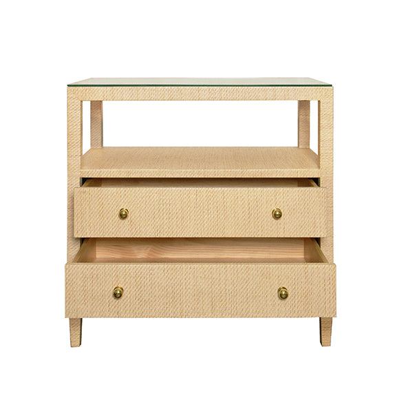 Two Drawer Side Table With Open Top Shelf