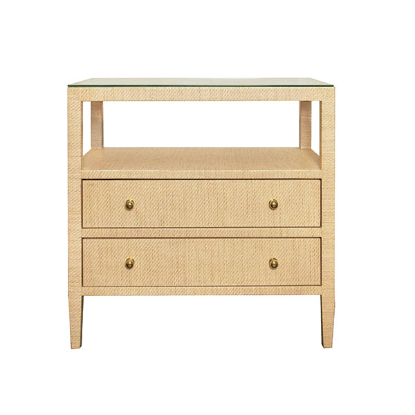 Two Drawer Side Table With Open Top Shelf