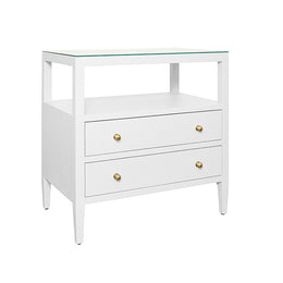 Two Drawer Side Table With Open Top Shelf