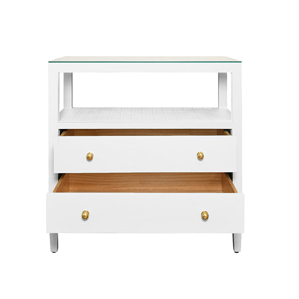 Two Drawer Side Table With Open Top Shelf