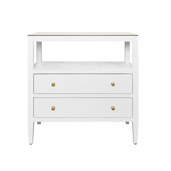 Two Drawer Side Table With Open Top Shelf