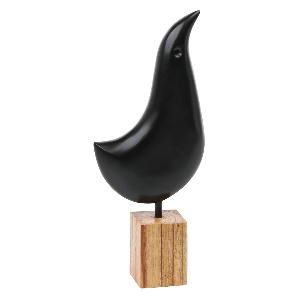 Brudi Albasia and Jempinis Tropical Wood Hand Carved Bird Figure, Looking Up
