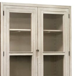 Waylon 90" High Reclaimed Pine Large Storage Cabinet Finished in a Light Grey Wash