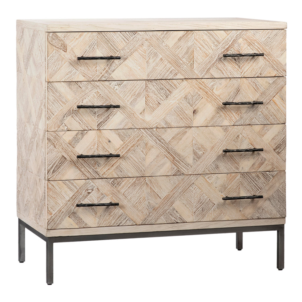 Lilith Reclaimed Elm and Iron 41" High  4-Drawer Bedroom Chest