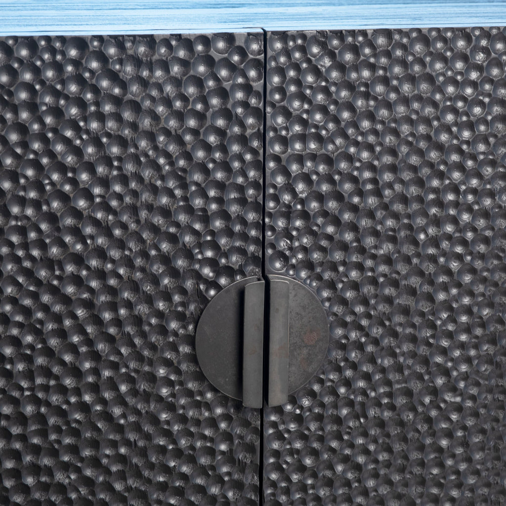 Cordilia 79" Black Reclaimed Pine and Iron Contemporary 4-Door Sideboard
