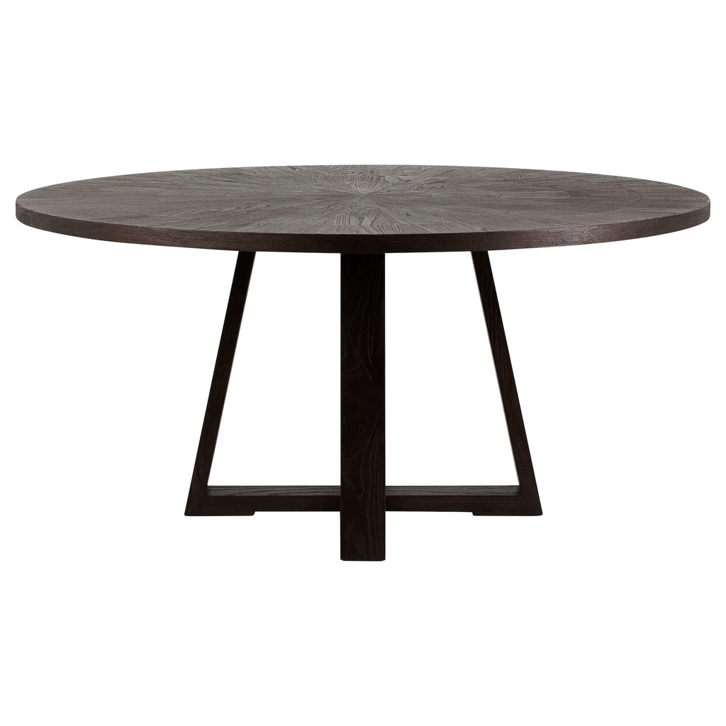 Evan 63" Round Oak Pedestal Dining Table Finished in Rich Espresso Brown