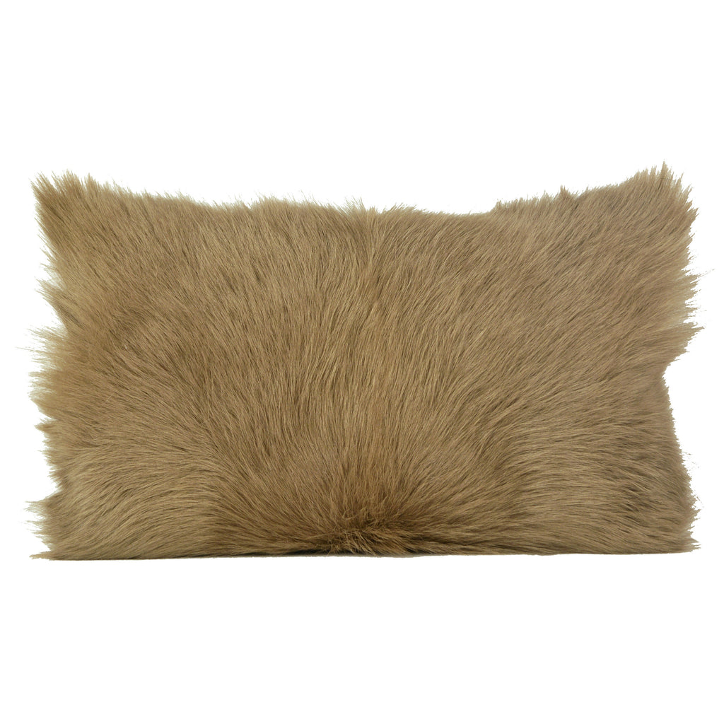 Elenor Natural Goat Hide and Suede 12x20 Kidney Pillow in Brown