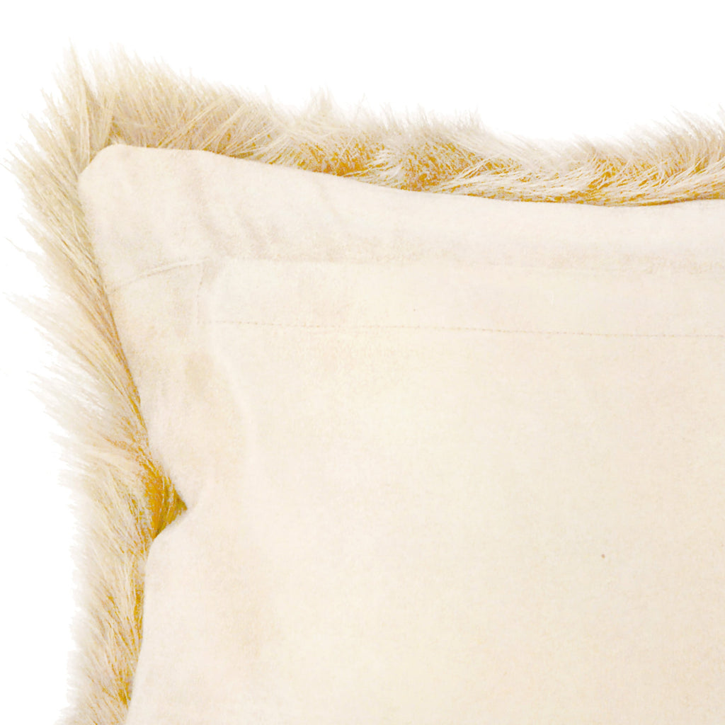 Elenor Natural Goat Hide and Suede 12x20 Kidney Pillow in White